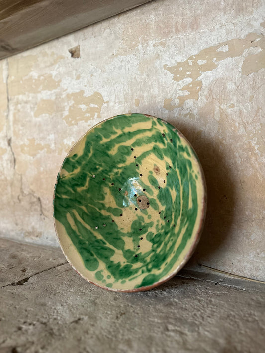 Decorative green glazed platter
