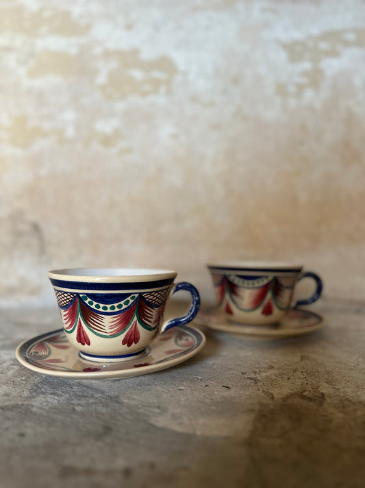 Pair of Quimper painted cups