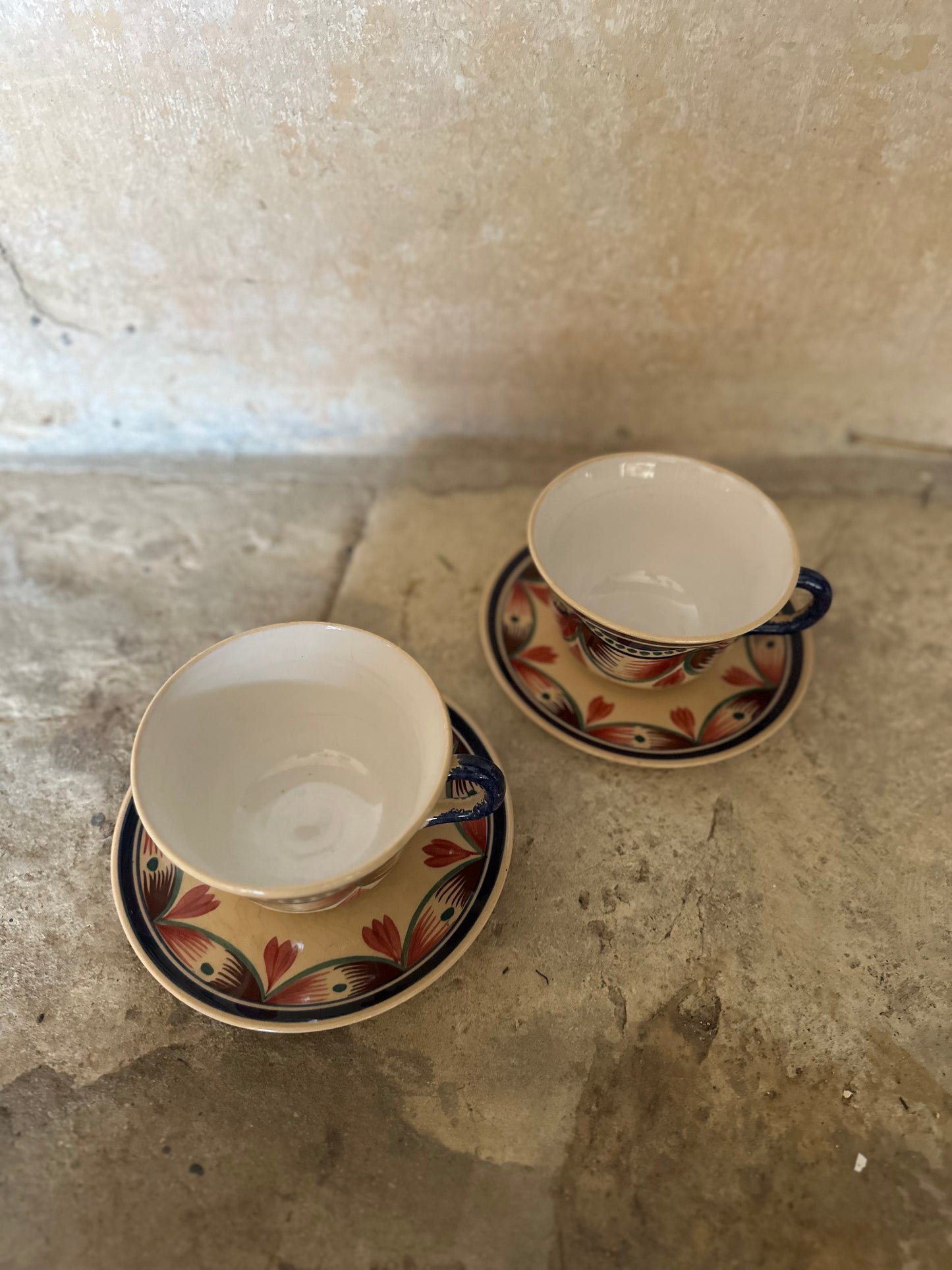 Pair of Quimper painted cups