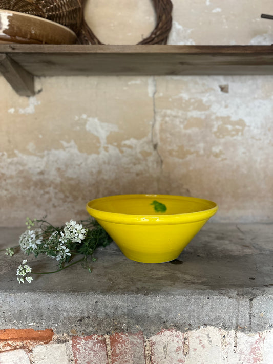Medium yellow & green glazed bowl