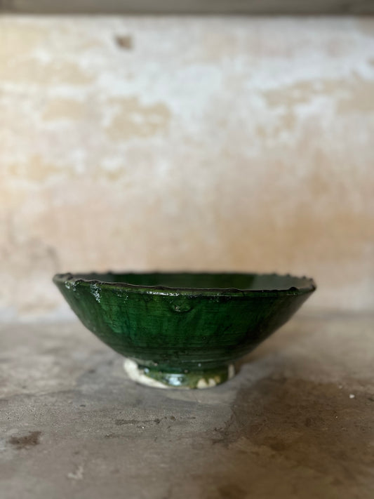 Moroccan Tamegroute green glazed bowl