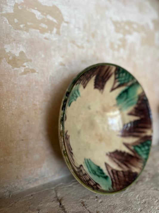 Green & brown painted bowl