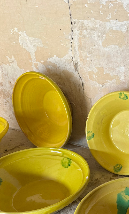 Large yellow glazed bowl