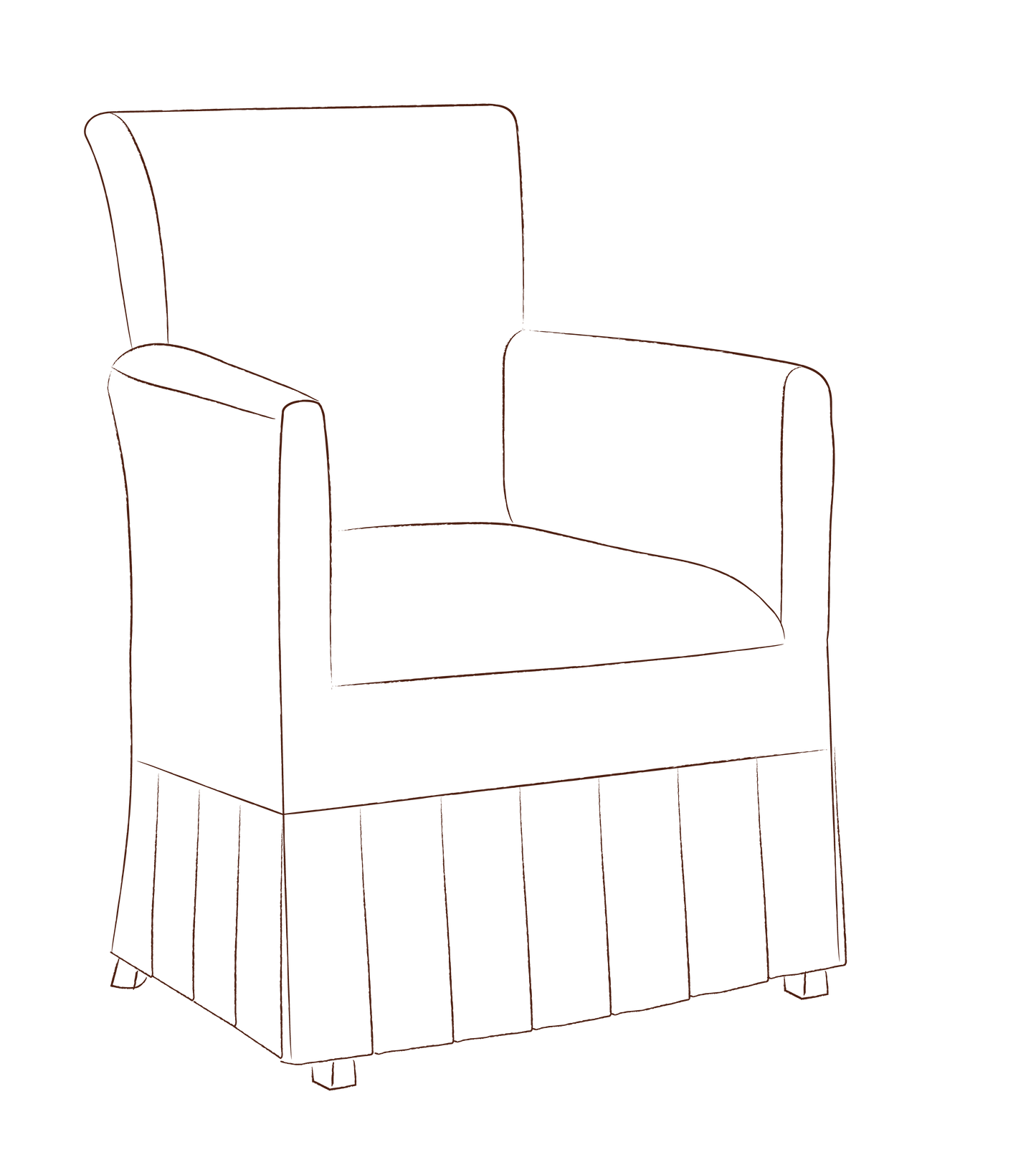 Etter chair with box pleat slipcover