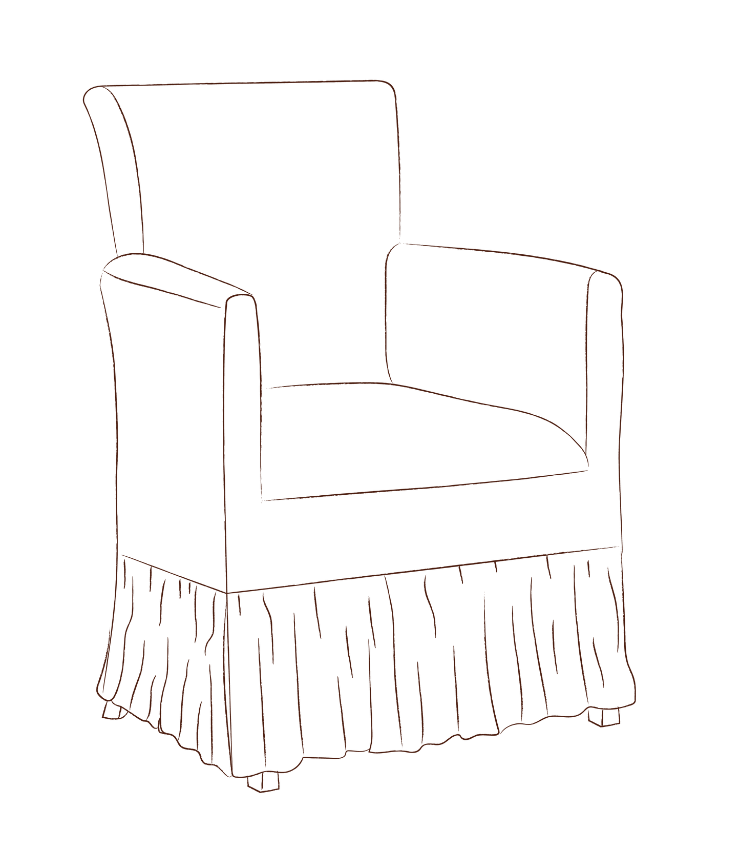 Etter chair with frill slipcover