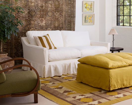 Maro Home Sonder box pleat sofa with Stowe ottoman crop