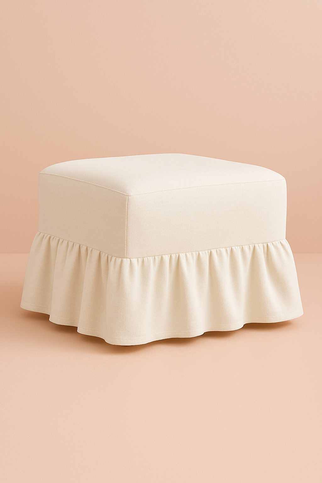 Skapa ottoman with frill slipcover 