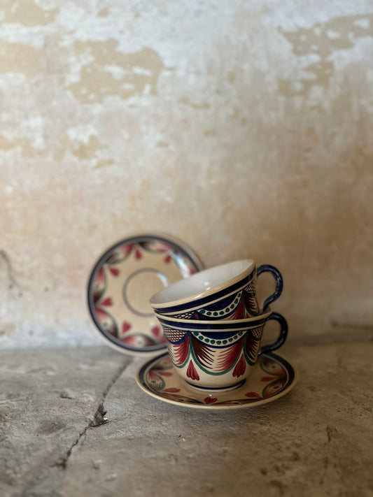Pair of Quimper painted cups