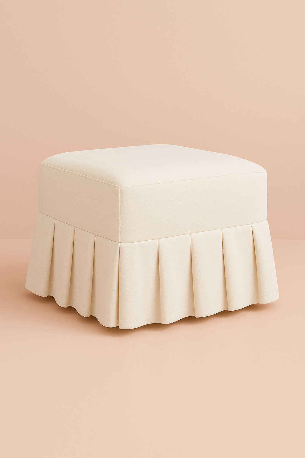 Skapa ottoman with box pleat slipcover 