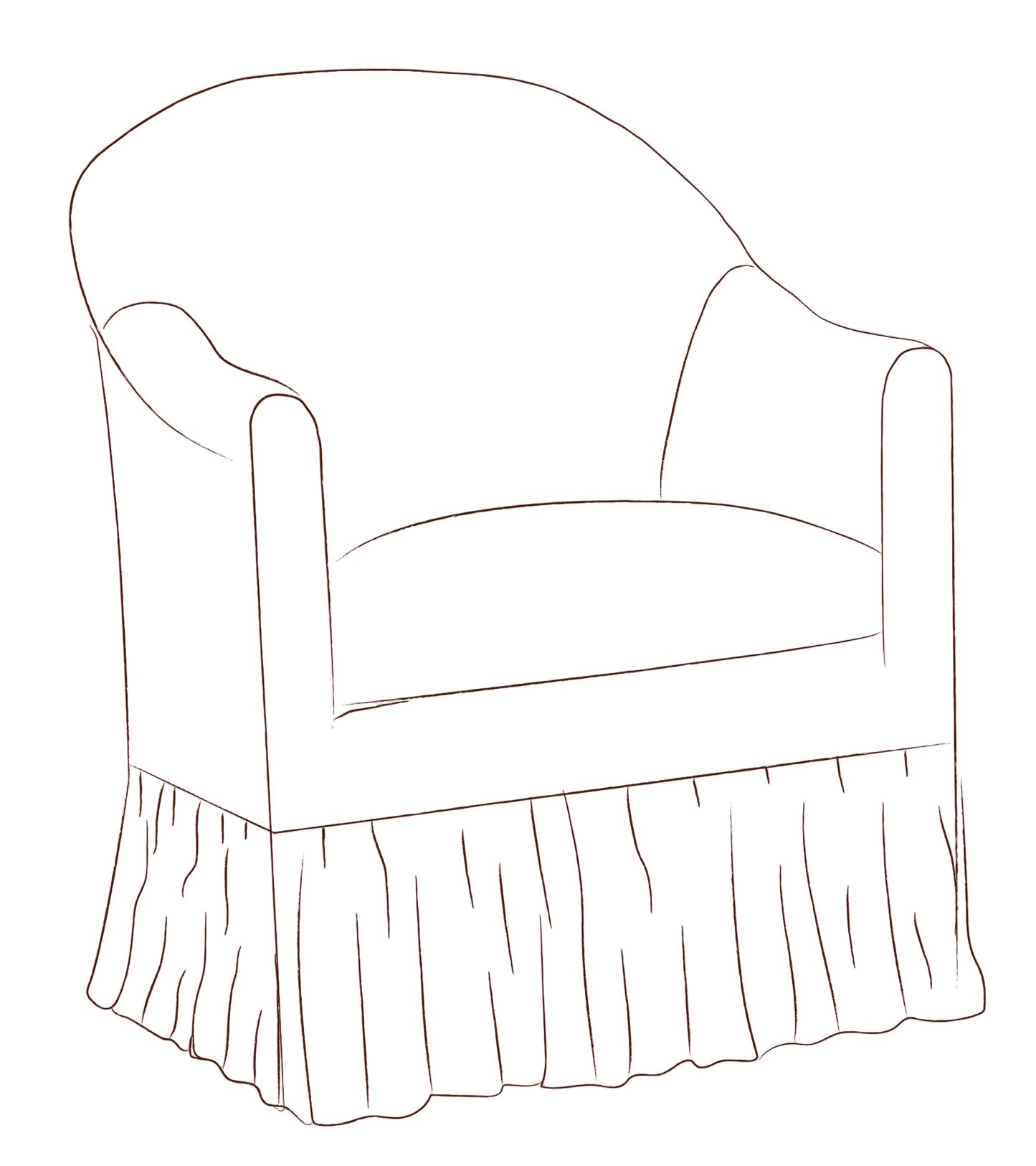 Perle Tub Chair with frill slipcover