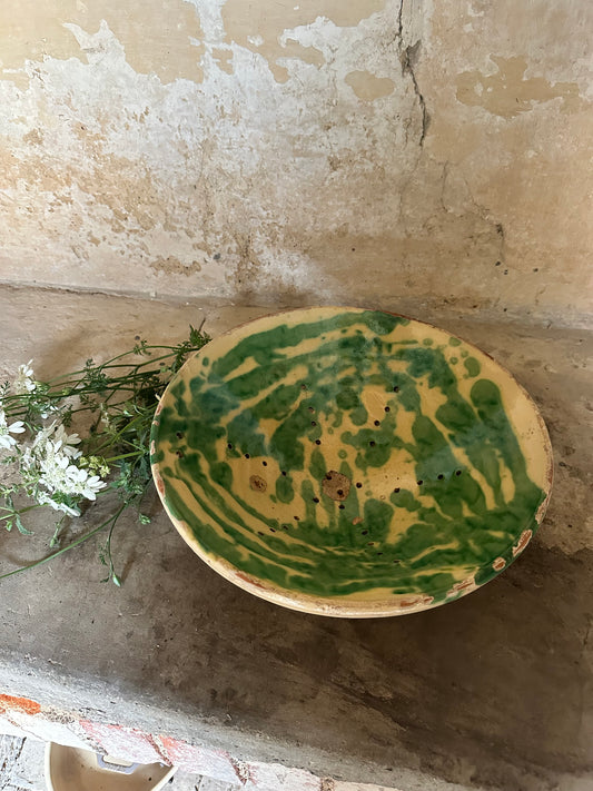 Decorative green glazed platter