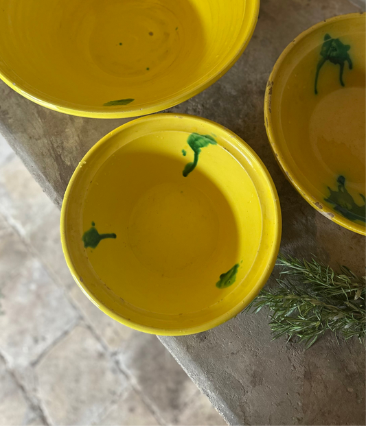 Medium yellow & green glazed bowl