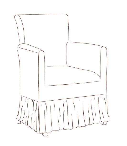 Etter chair with frill slipcover