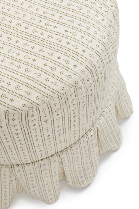 Maro x The Roost Trendel box pleat slipcover ottoman