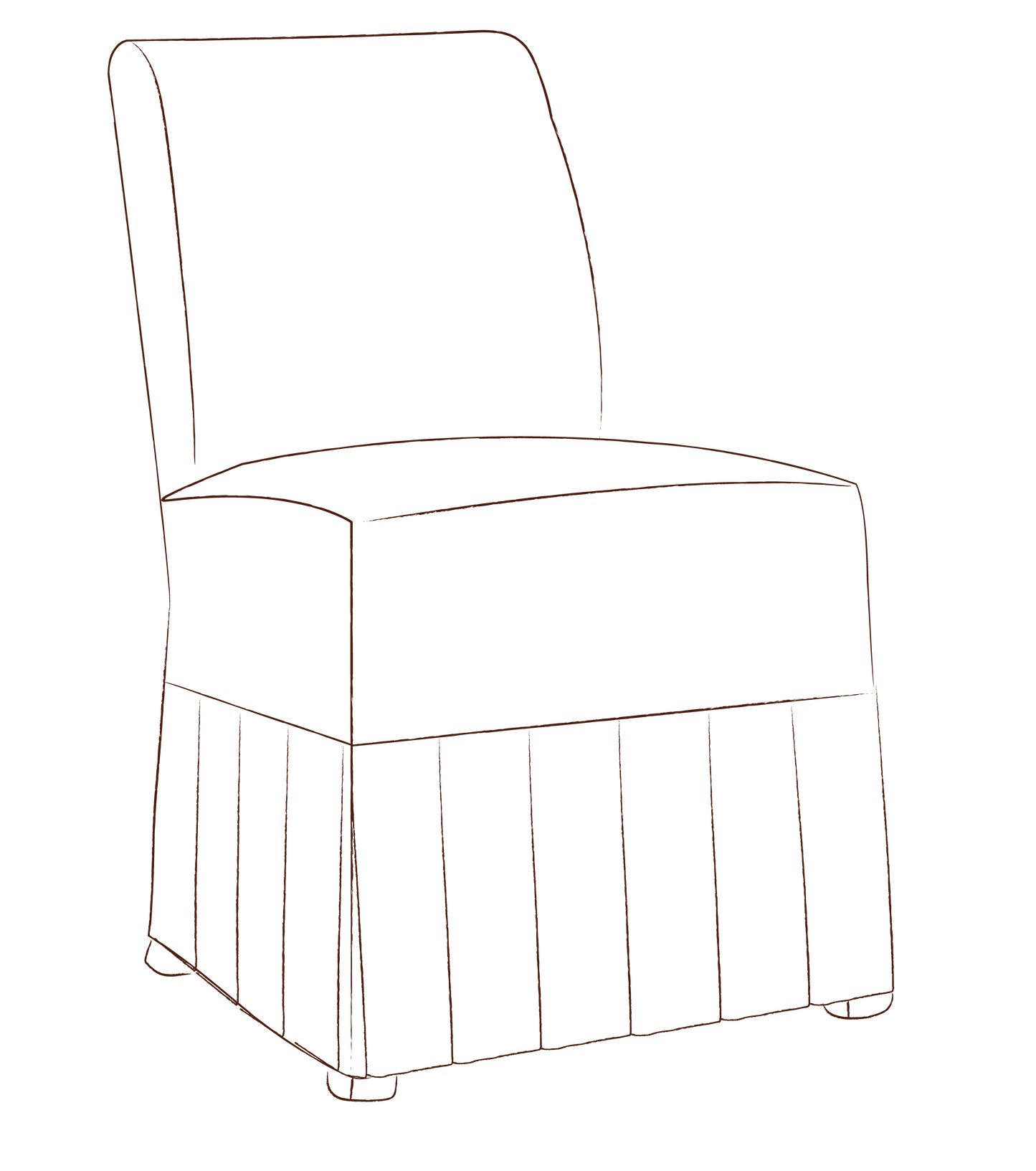 Half Noon dining chair with box pleat slipcover