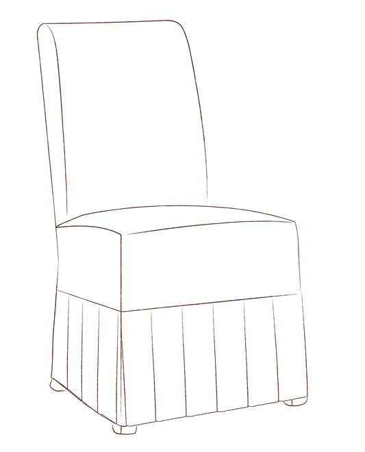 Noon dining chair with box pleat slipcover