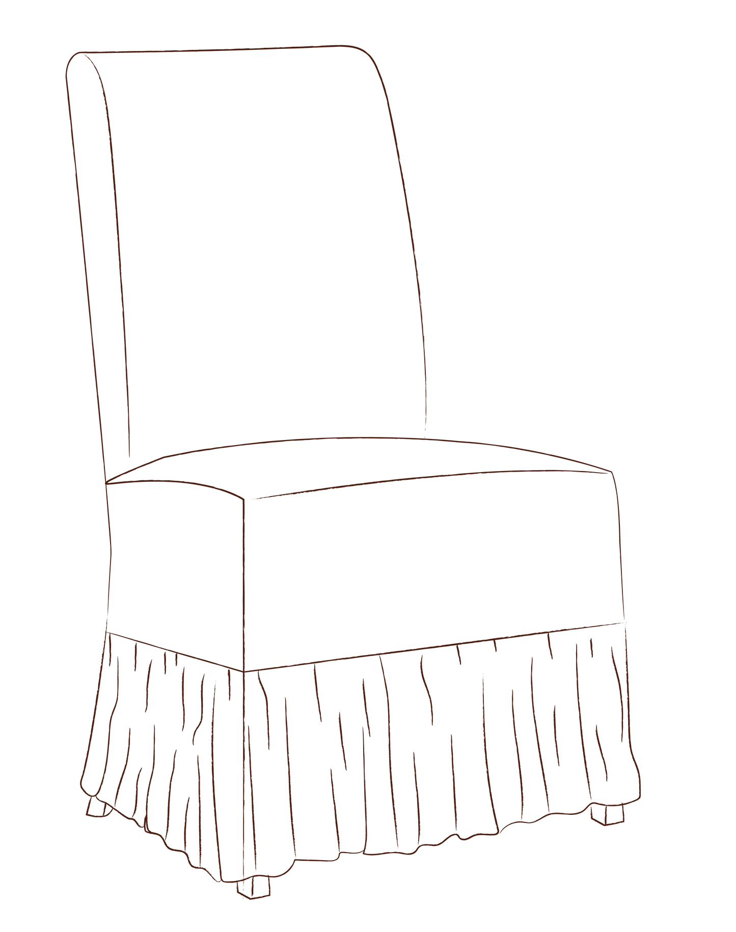 Noon dining chair with frill slipcover