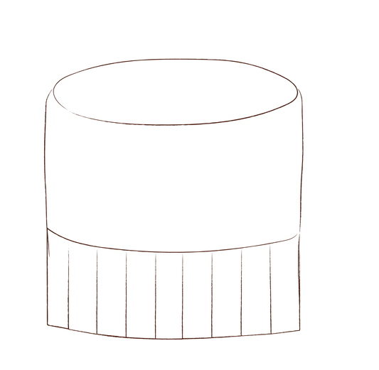 Trendel ottoman with box pleat slipcover