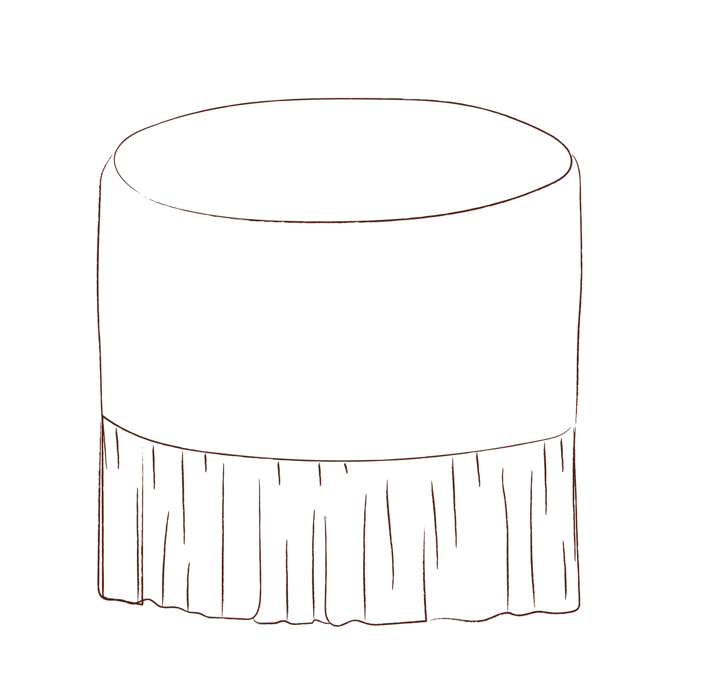 Trendel ottoman with frill slipcover