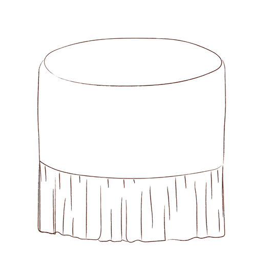 Trendel ottoman with frill slipcover