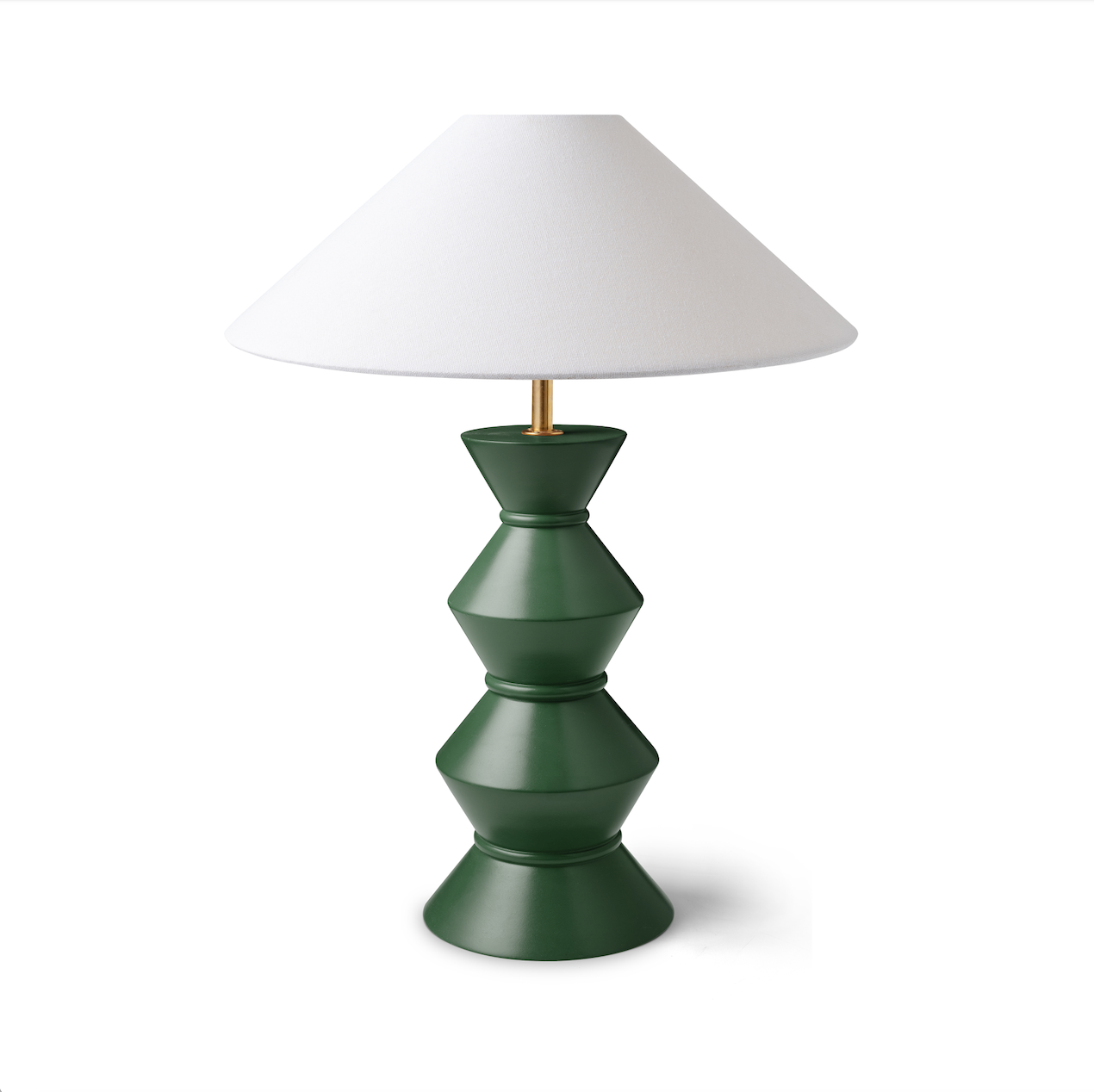Green sculptural table lamp in The Roost green