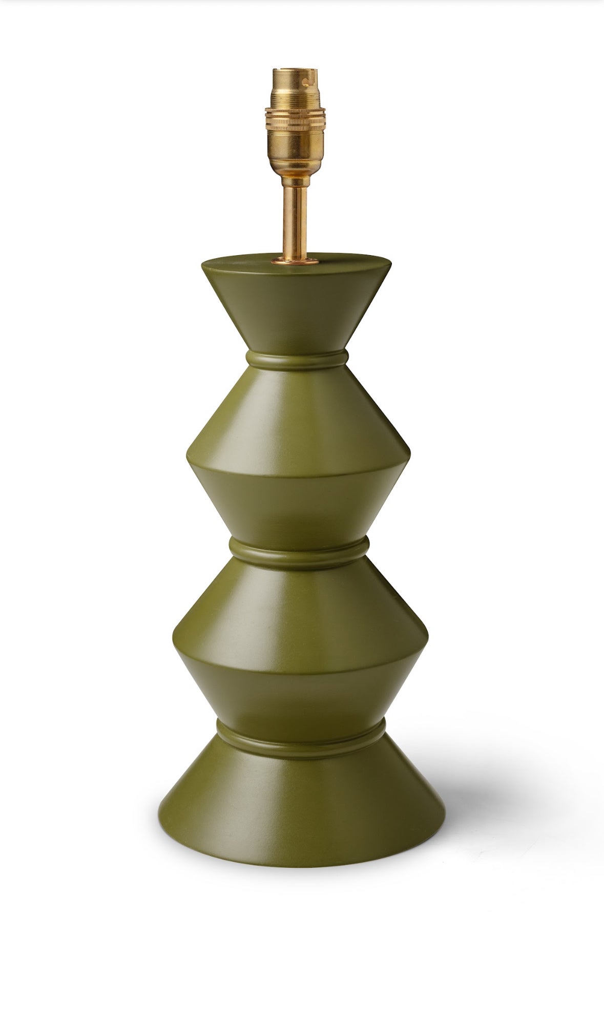 Ziggy Green lamp base with gold accent on a white background